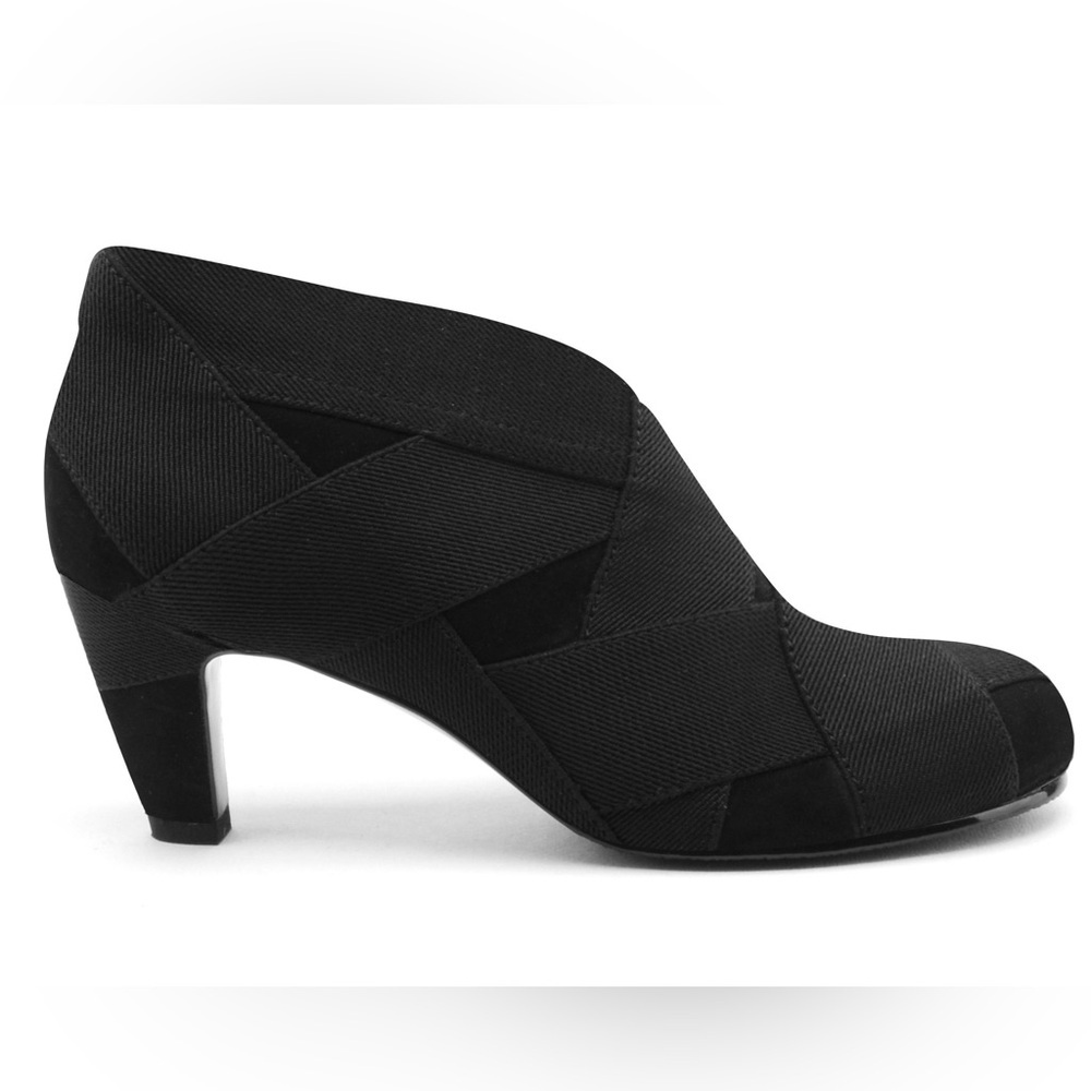 United Nude UN Black Elastic Strappy PVC Round Toe Heeled Ankle Booties Size 36